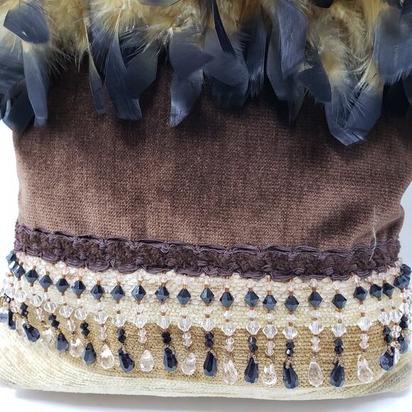 Vintage Handmade Feather Beaded Handbag - Picture 2 of 7